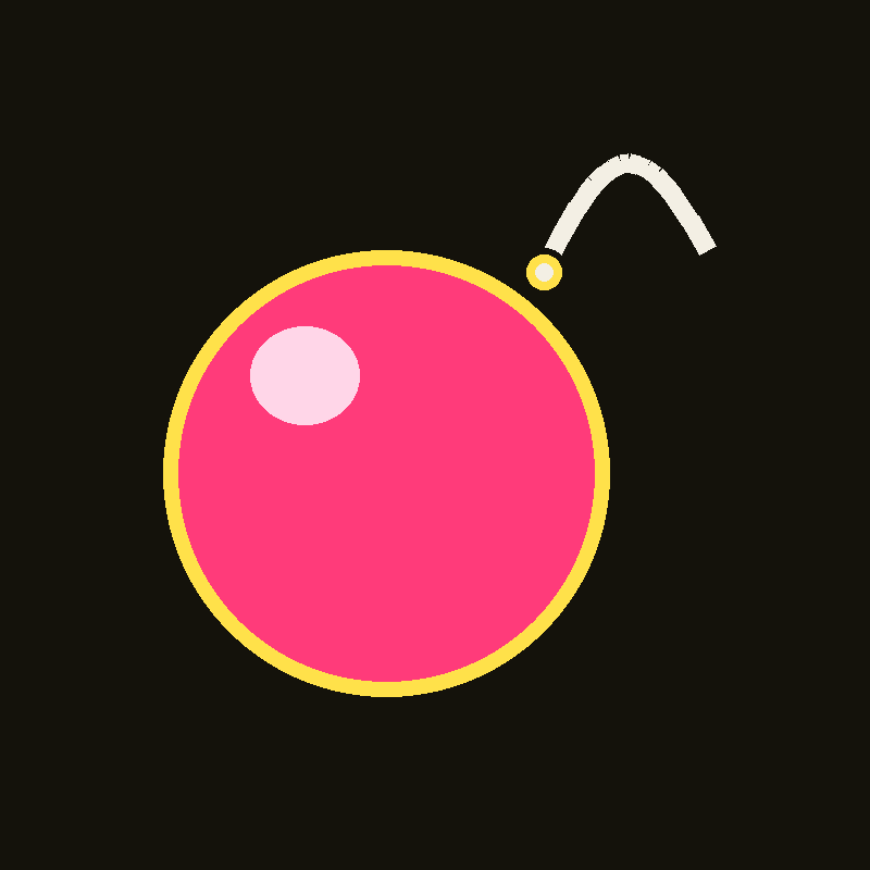 A cartoon bomb with a spark moving along the fuse
